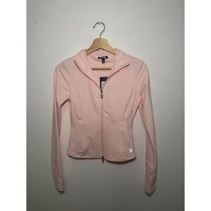 Playboy Women's Slim Fit Zip-Up Jacket – Light Pink – Size Medium – NWT